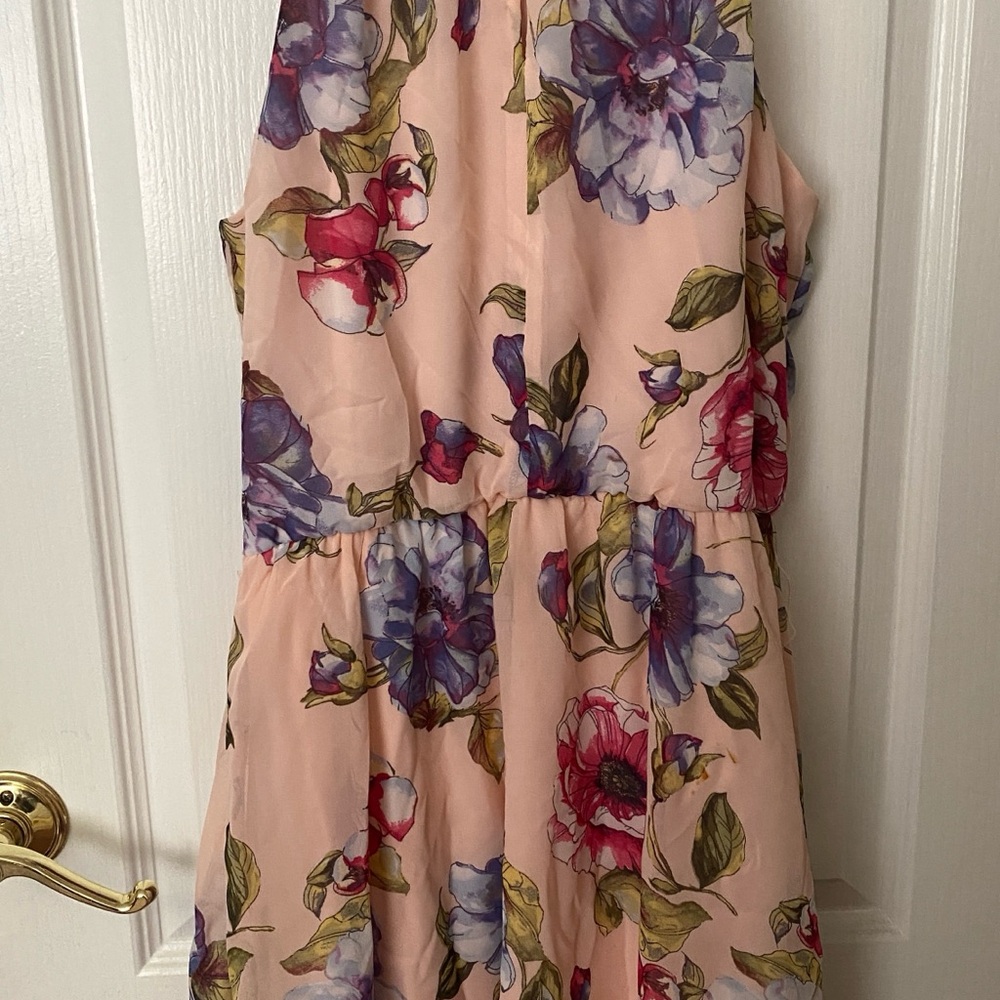 Iz Byer Pink and Orange Halter Sundress for Wedding Guest